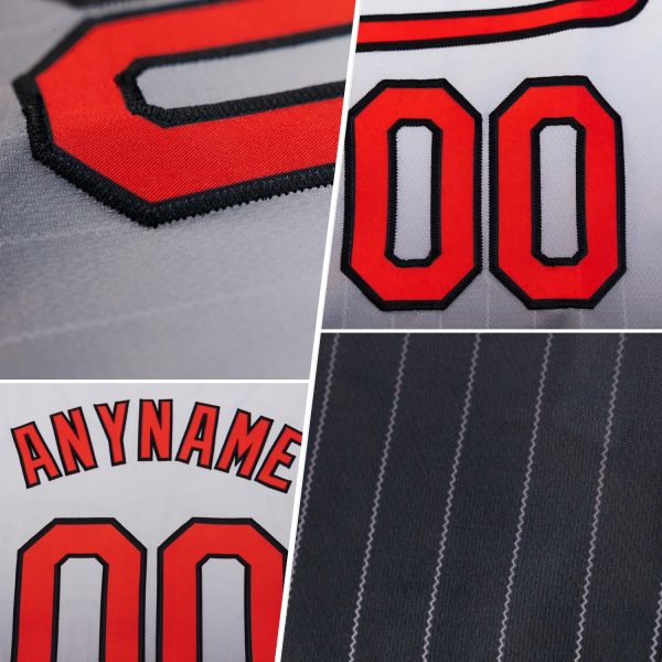 Custom White Pinstripe Orange-Green Authentic Fade Fashion Baseball Jersey - Image 2