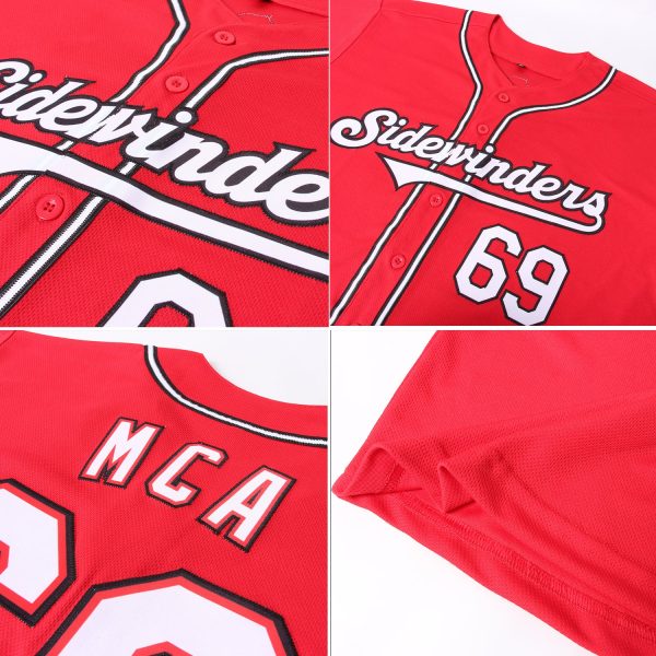 Custom Red White-Black Authentic Baseball Jersey - Image 6