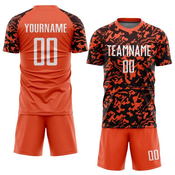 Custom Orange White-Black Sublimation Soccer Uniform Jersey - Image 2