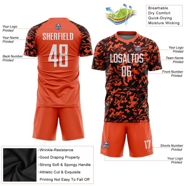 Custom Orange White-Black Sublimation Soccer Uniform Jersey - Image 5