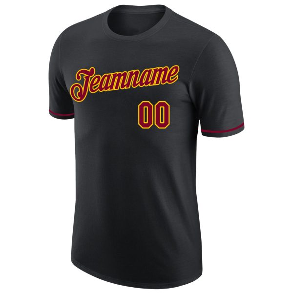 Custom Black Maroon-Gold Performance T-Shirt - Image 5