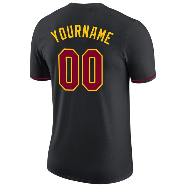 Custom Black Maroon-Gold Performance T-Shirt - Image 6